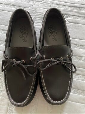 Sperry Men’s Black Leather Boat Shoes 8W